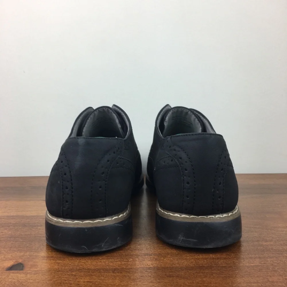 Reserved Footwear Men’s Black Faux Leather Wingtip Derby Oxford Shoes Size 10.5.